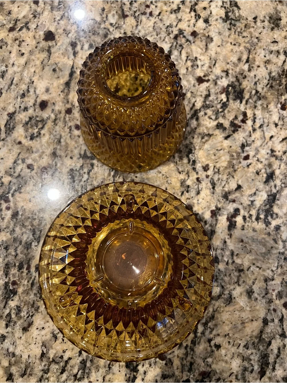 Amber Diamond Point by Indiana Glass  fairy lamp